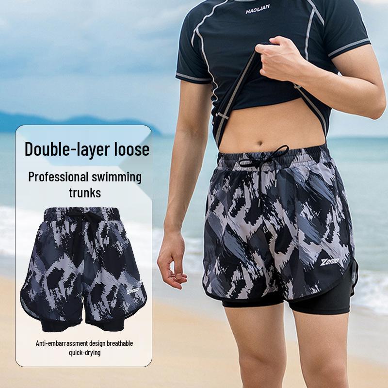 

Men s Quick-Dry Double Layer Swim Trunks with Anti-Embarrassment Feature XL