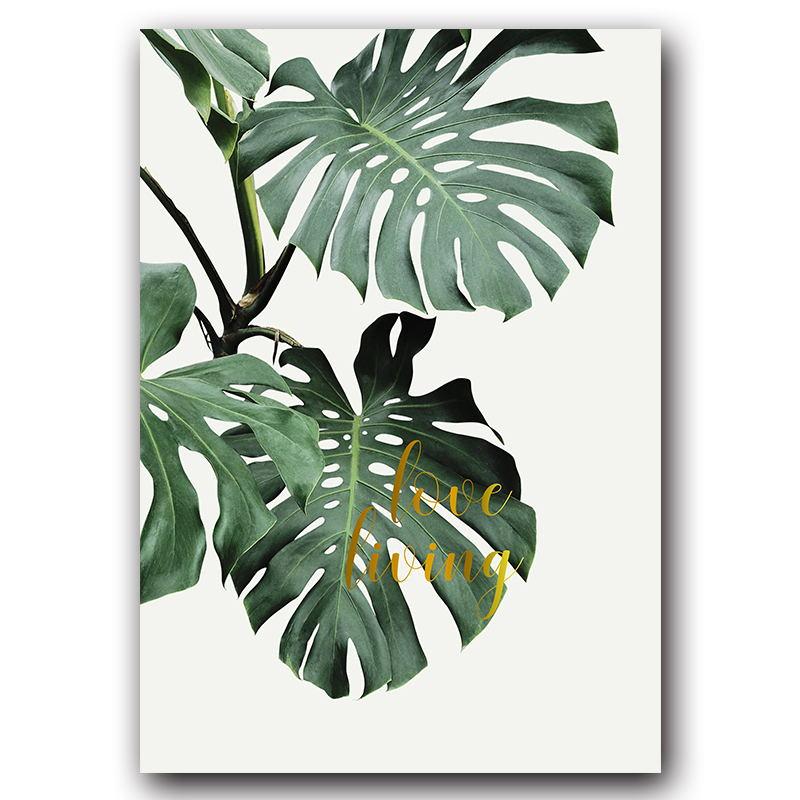 Nordic Kreative Englisch Blätter Grüne Pflanze Leinwand Malerei Kunst Abstrakte Druck Poster Bild Wand Wohnzimmer Studie Dekoration