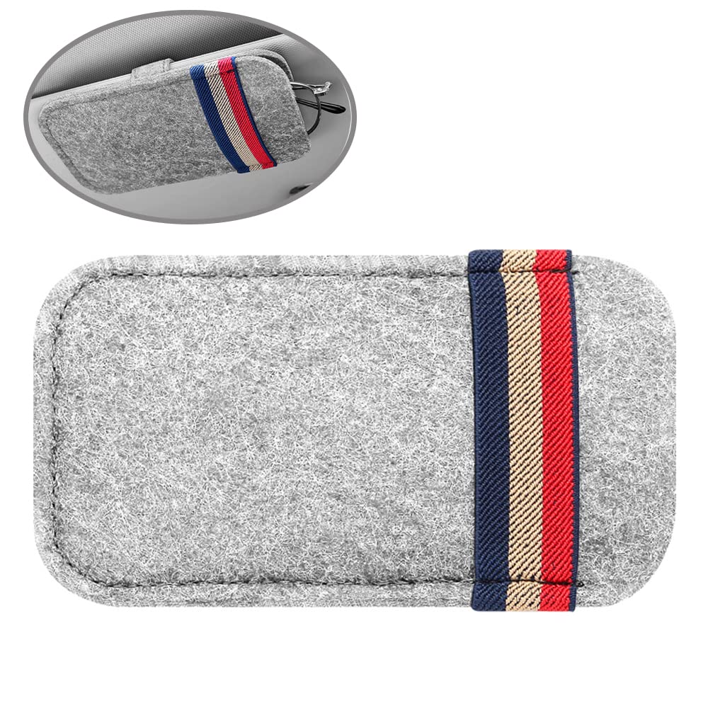 

[Fumezu] Car Glasses Case, Sunglasses Storage, Leather Glasses Bag, Universal Sunglasses Case, Felt Material, Length: 15.5cm, Width: 9.2cm, серый