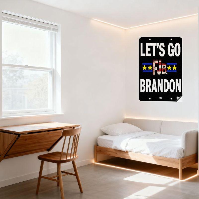 FJB PM Brandon Let's Go Metal Tin Sign Political Message Distressed Red White Blue Yellow Decorative Vintage Style for Home Bar