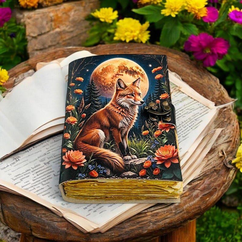 

Leather Journal Notebook Blank Spell book of shadows Fat journal - Handmade paper Vintage Journal for women 7 x 5 in - 100 Sheet