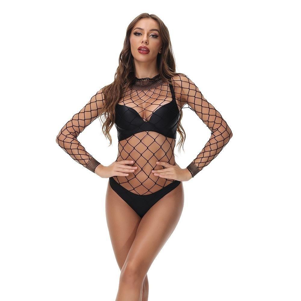 Neuer einteiliger Netz-Bodysuit für Damen, Strumpf, Dessous, Nachtclub, Teddys, Bodys, Chemise, Netz-Overall, Nachtwäsche, Dessous in Übergröße