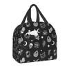 Pattern Insulated Lunch Bag for School Office Halloween Cat Skull Leakproof Cooler Thermal Bento Box Women Children