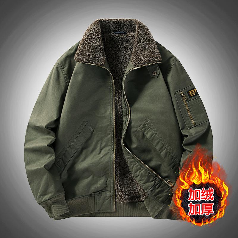

2025 осень/зима куртка с лацканами флис утолщенная рабочая одежда хлопковая одежда повседневная больших размеров защита от холода теплая куртка куртка модная хлопковая одежда 5XL