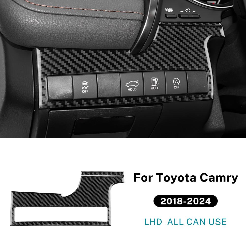 Real Soft Carbon Fiber For Toyota Camry 2018 2019 2020 2025 2025 2025 2025 LHD RHD Car Headlight Switch Button Panel Accessories