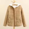 Winter Down Coat Hooded Zipper Solid Color Plush Hat Warm Thick Padded Cardigan Lady Winter Coat for Outdoor