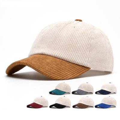 Baseballkappe Damen Herbst Winter Colorblock Cord Patchwork Kappe Outdoor Sonnenschutzhut