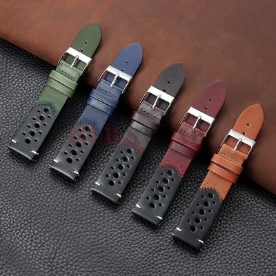 20mm 22mm Oil Wax Genuine Leather Breathable Watchband Bracelet Men Women Cowhide Wrist Watch Band Black Brown Strap Accessories