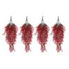 Artificial Hanging Plants 4 Pack Faux Plastic Vine with Red Flower Green Decoration for Indoor Outdoor Balcony