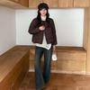 Autunno Inverno Ispessito Caldo Parka Donna Casual Carino Tinta Unita Tasca Grande Giacche Larghe Capispalla
