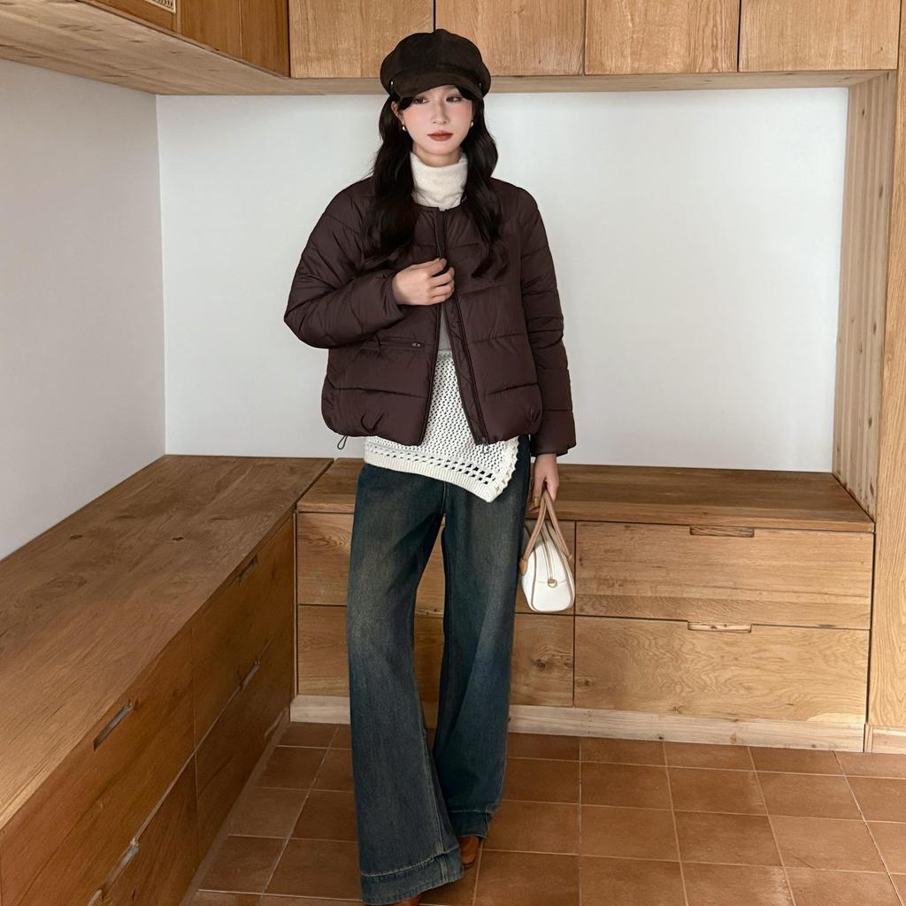 Autunno Inverno Ispessito Caldo Parka Donna Casual Carino Tinta Unita Tasca Grande Giacche Larghe Capispalla