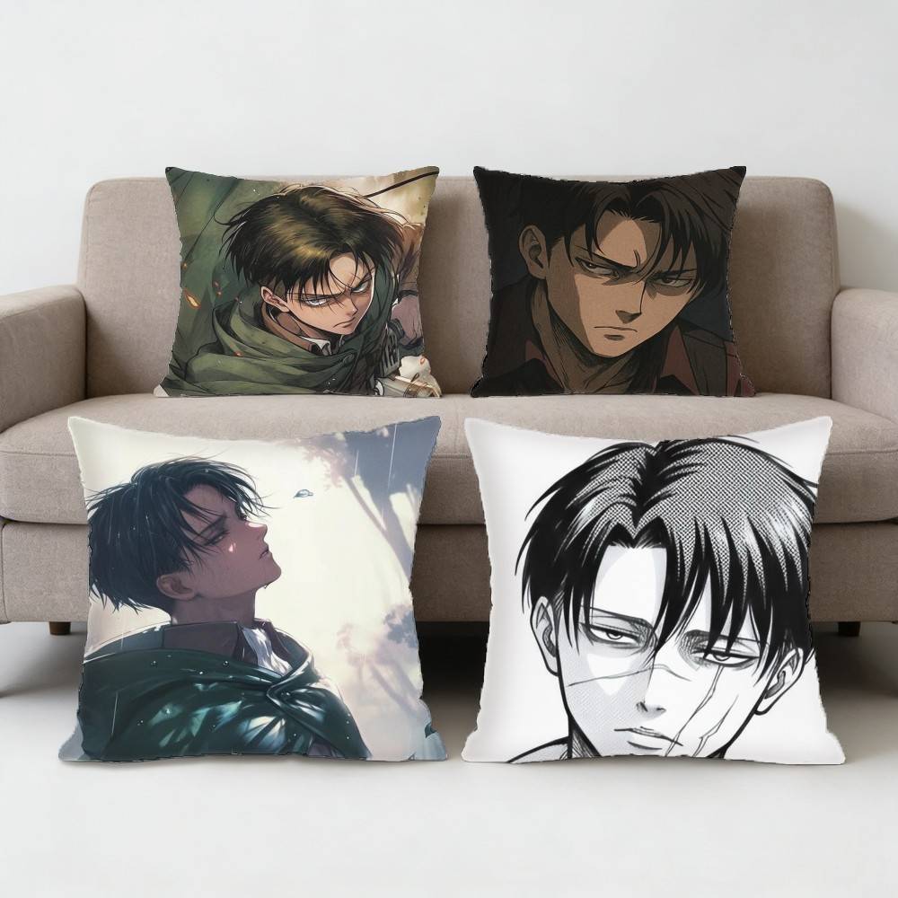 Attack On Titan Levi Ackerman Pillow Case Antidustmite Pillowcase Invisible Zipper Silky Short Plush Sofa Cushion Cover