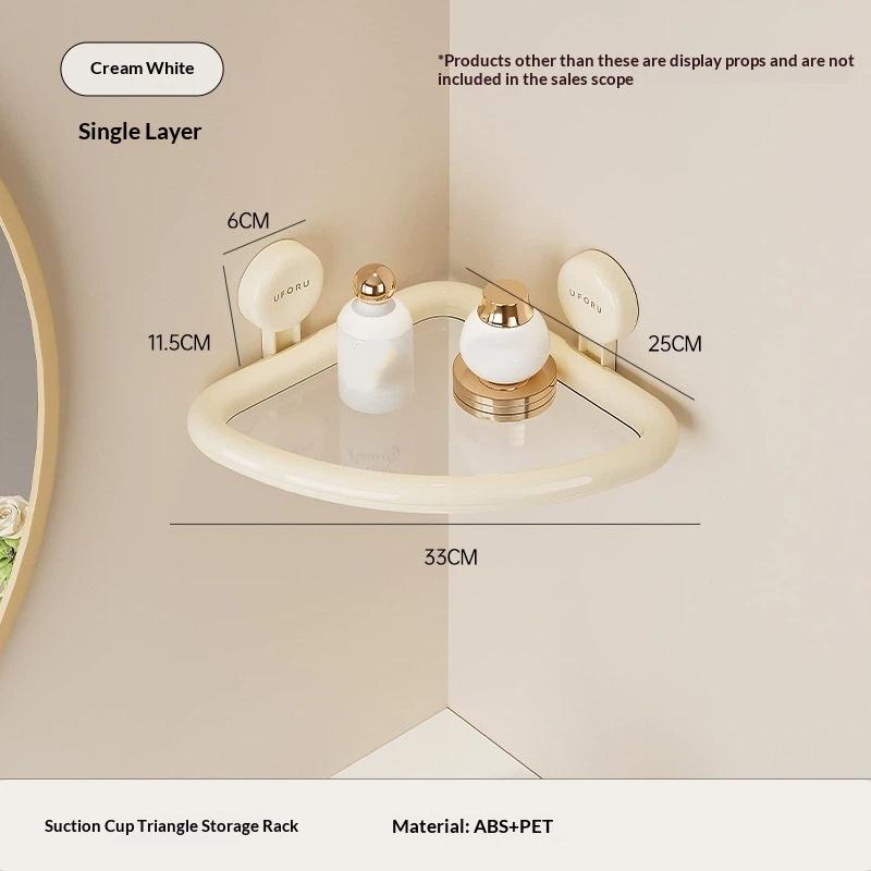 Adhesive Suction Cup Corner Shower Shelf With No Drilling Perfect For Bathroom Toiletries And Skincare Storage