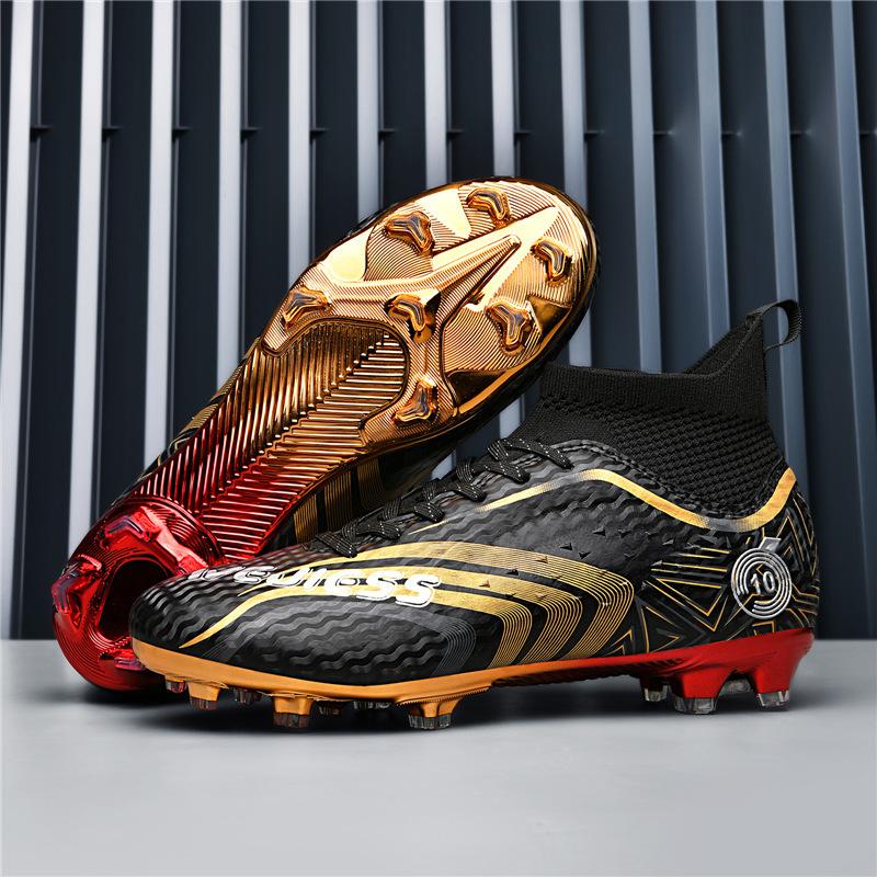 World Cup New Gold-plated Sole Football Shoes Male Students Adult Competition Female Spike Training Shoes Size 33-46.