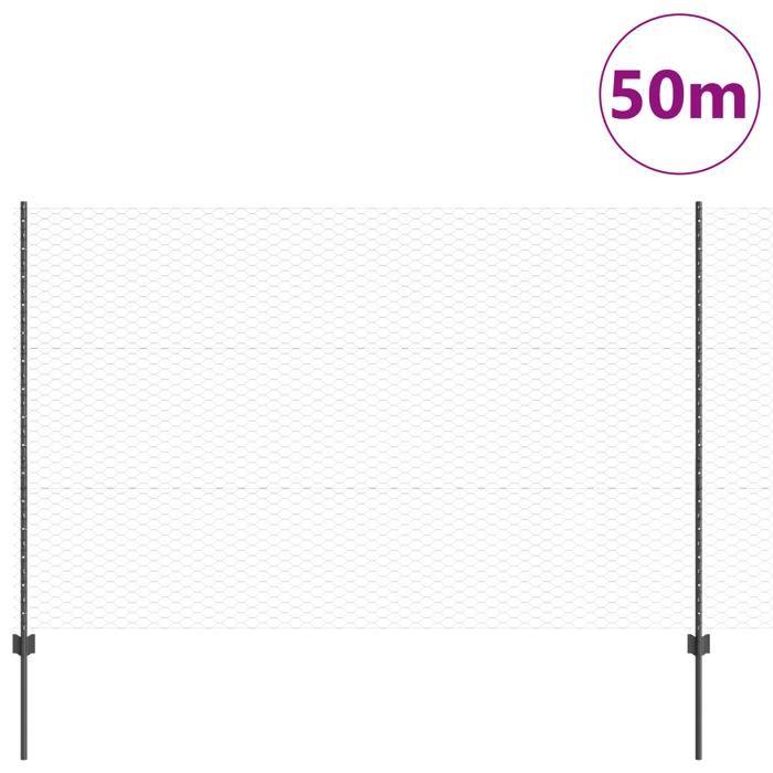VidaXL Pieux de clôture 22 pcs U-Channel Gris 150 cm Acier 3336907