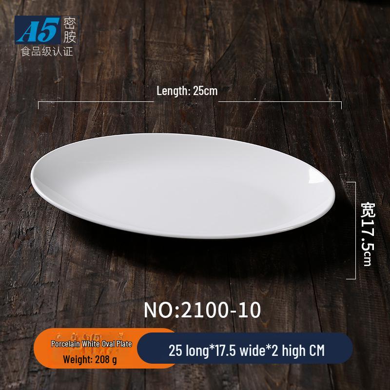Melamine White Oval Fish Plate – Thickened Imitation Porcelain, 16-inch Large for Hotels