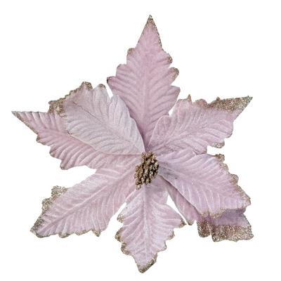 Christmas Tree Flowers - Light Pink Poinsettia Poinsettia On a 32 Cm Pick