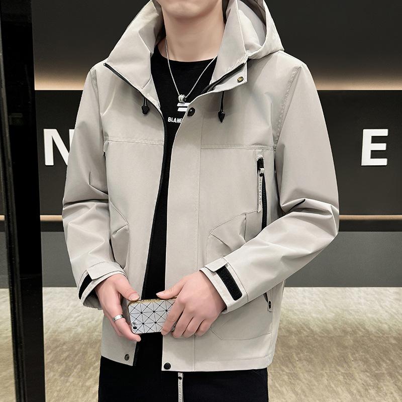 Spring and Autumn Jacket Men's Trend Hooded Jacket Fashion Casual Thin Outdoor Windproof Trendy Brand Top Jacket