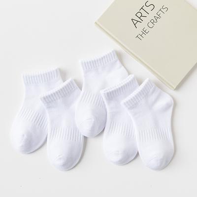 5 Pairs/Lot  New Summer Children Cotton Socks Fashion Black White Gray For 1-12 Years Kids Teen Student Baby Girl Boy Socks