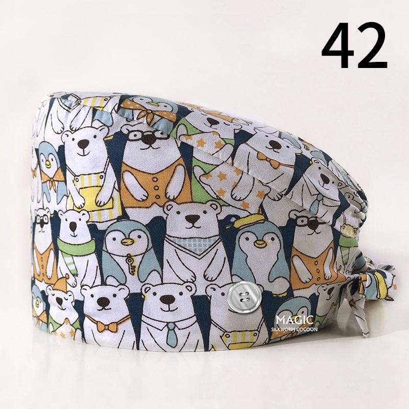 99Styles Elastic Nurse Hat Surgical Hat Cotton Oil-proof Dust-proof Adjustable Print Bouffant