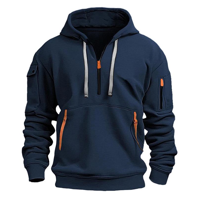 

Men s Trendy V-Neck Zip-Up Sweatshirt with Customizable Logo Small