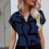 Ladies Summer Short Sleeve V Neck Casual Printed Pullover Blouse Shirt Top