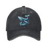 Blue Whale Illustration Baseball Cap Unisex Adjustable Cotton Washed Denim Cap Casual Outdoor Headwear