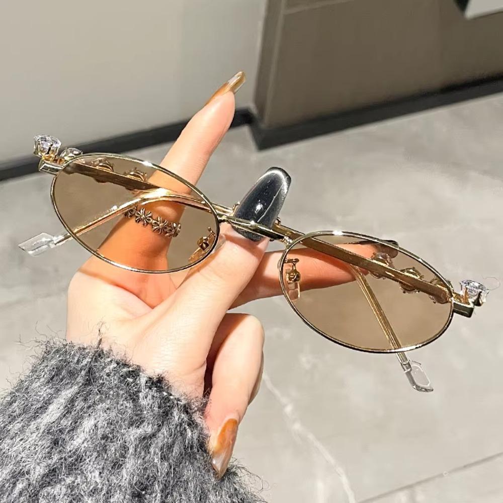 INS Rhinestone Sunglasses Y2k Anti-Blue Light Spectacles Convenient Retro Frame Eyewear  Selfie