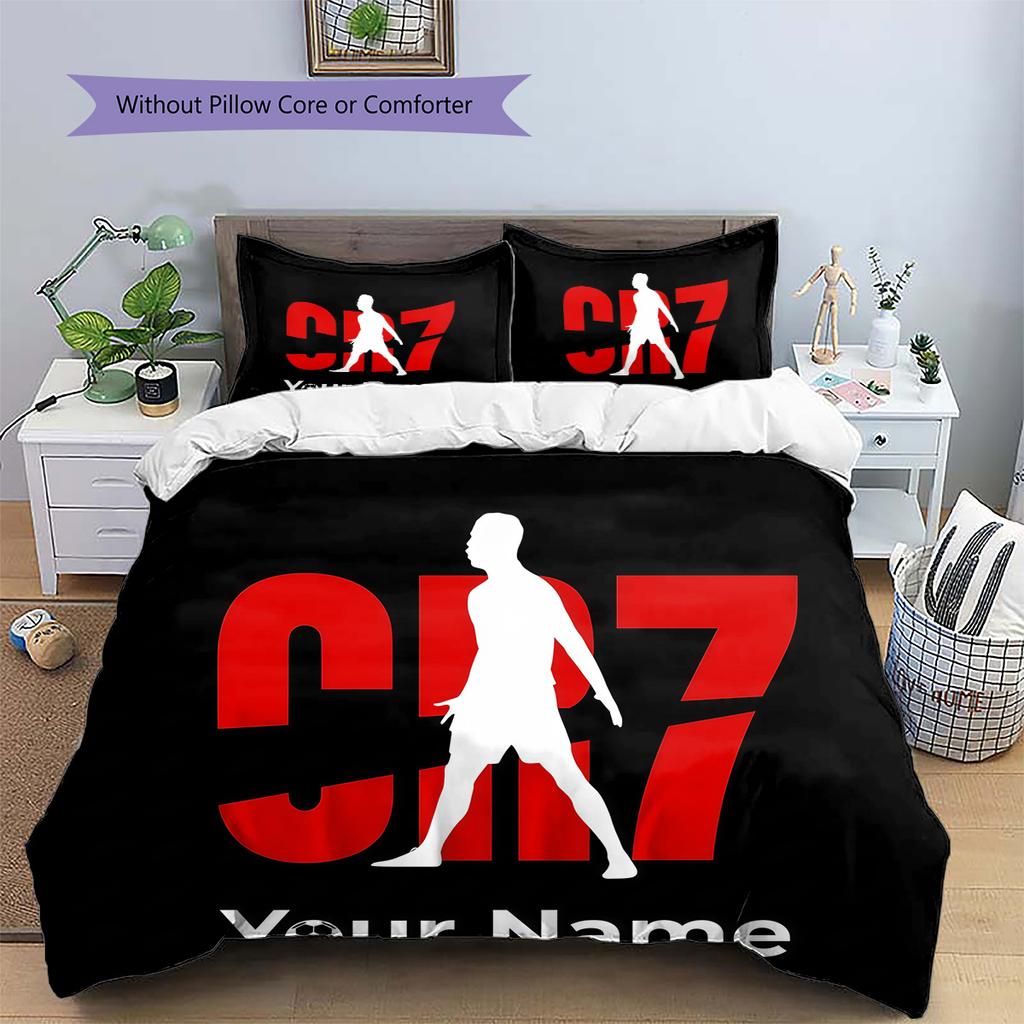 Biancheria da letto personalizzata con nome CR7, Set copripiumino Copripiumino Federa Regalo di compleanno per la casa(1 * copripiumino + 2 * federa, senza nucleo) -HE54