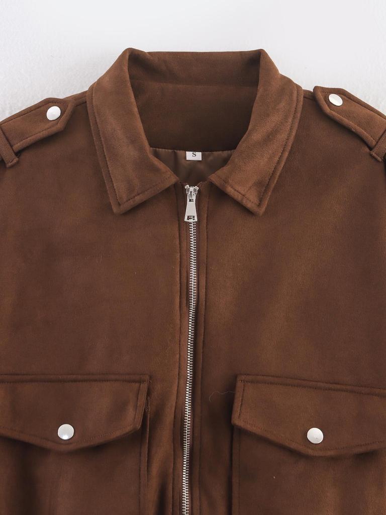 European & American Women's Suede Texture Jacket Coat