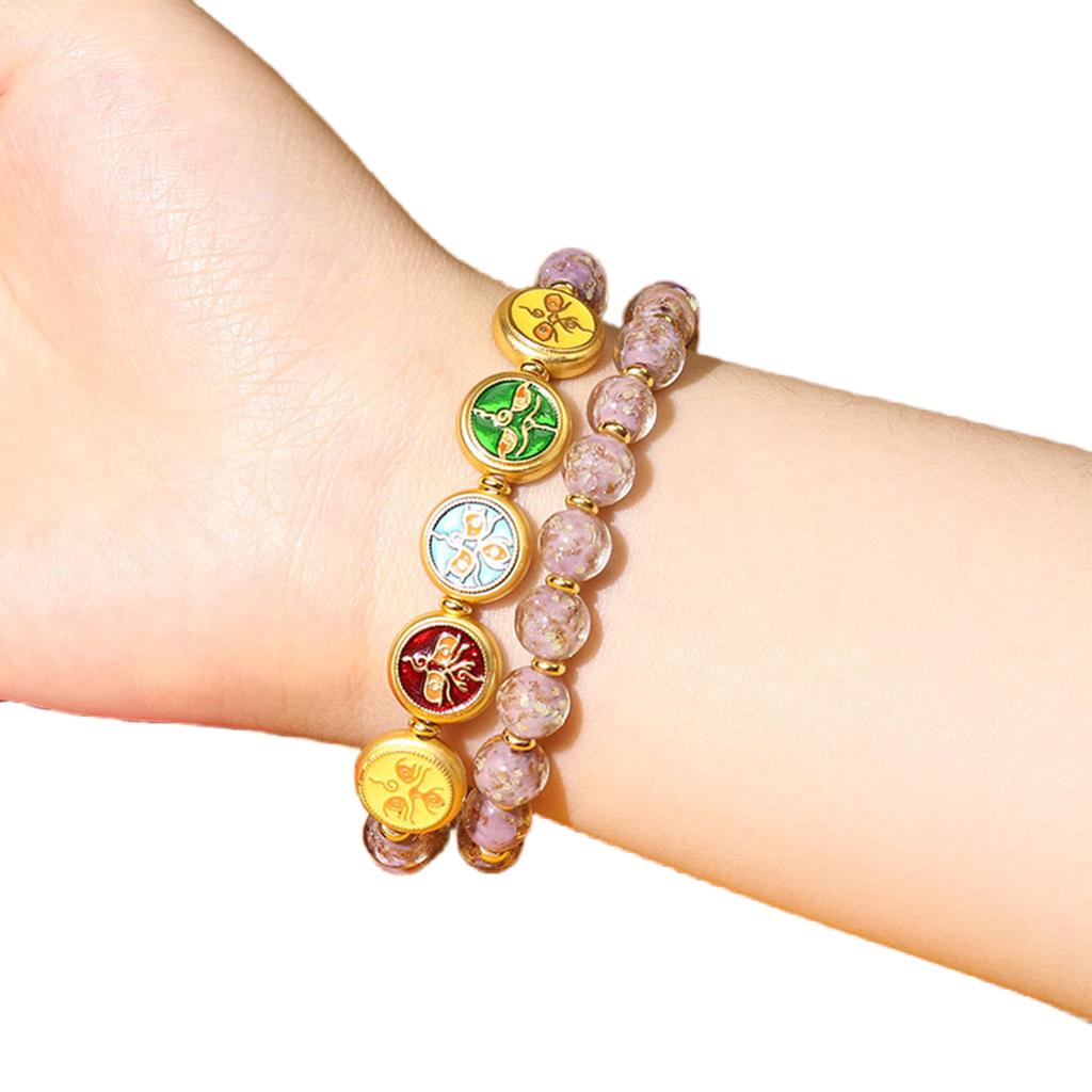 Fashionable Glass Bead Bracelet Inspire by Five Wealth God for Business Professional and Fashion Enthusiasts Wear