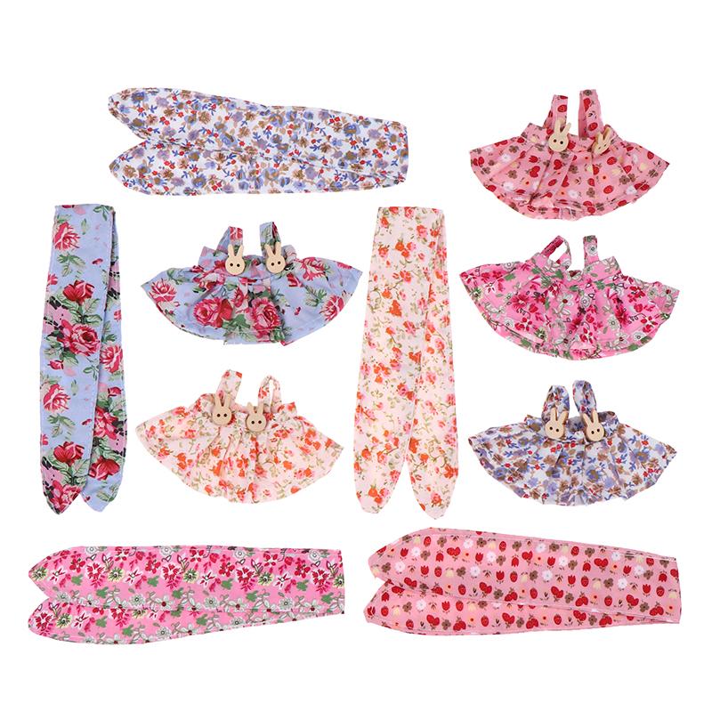 For 17cm Labubus Doll Clothes Accessories Sweet Floral Dress With Headband