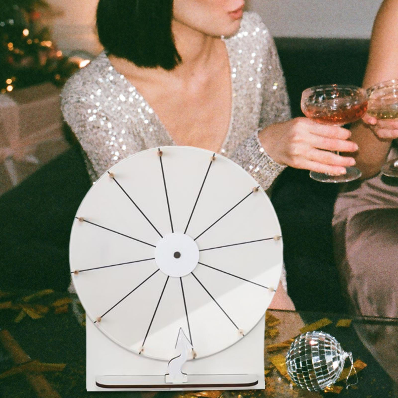 

Tabletop Prize Roulette Fortune Wheel 12 Slots Reusable Portable for Birthday Bar Show Classroom білий