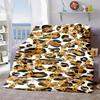 2026 New Arrivals 1pc Cartoon Flannel Blanket - Golden Chain Leopard Print Geometric Pattern, Soft Warm All-Season Throw for Sofa Bed Office, Cozy Gif