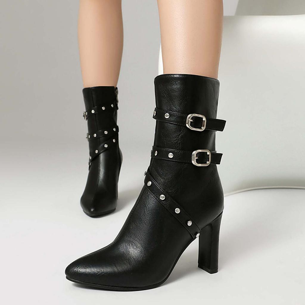 Vintage Boots For Women Fashion Cool Style Pointed Toe Heel Boots For Women Booties Popular Ankle Boot Trendy Shoes For Womens