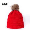 European and American autumn and winter plush wool hat European and American adult hairball warm knitted hat parent-child thickened hat