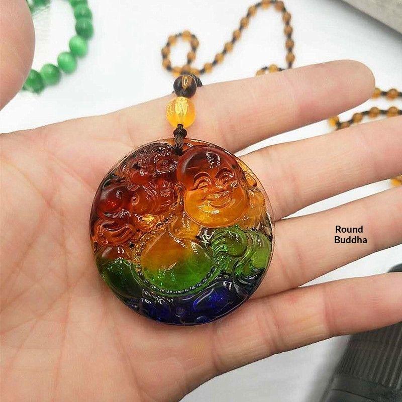 Chinese Style Three Colours Guanyin Buddha Necklace Pendant Exquisite Mascot Sweater Chain Fashion Jewelry Holiday Gift