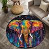 Doodle painted elephant Flannel-printed round floor mats are slip-resistant Suitable living room bedroom terrace garden carpets