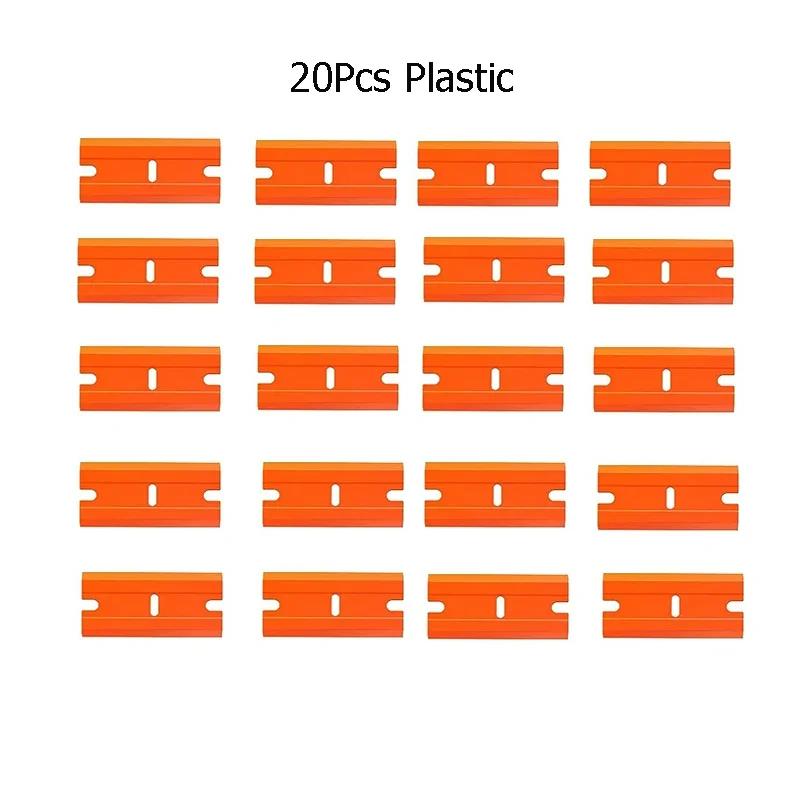 20Pcs Razor Scraper Blades Plastic Scraper Replacement for Car Sticker Remover Decals Window Glass Clean Scraper Glue Remover