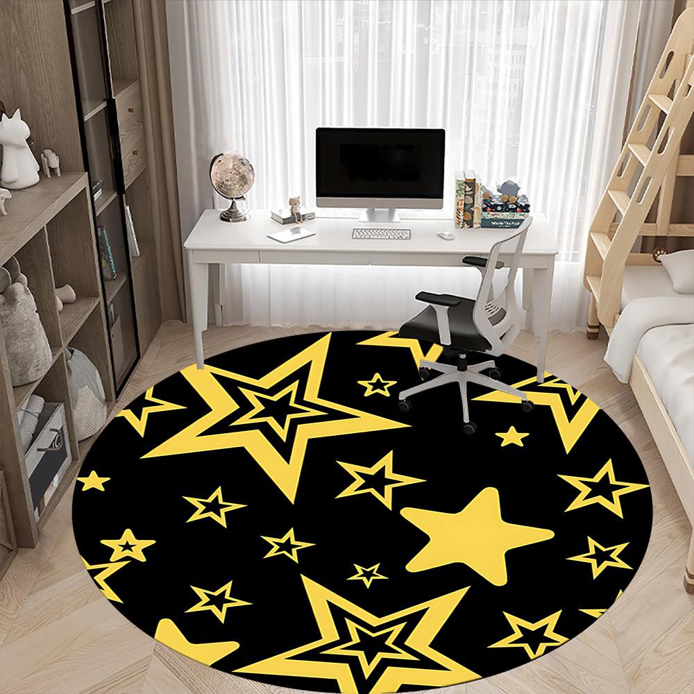 1pc Stars Night Office Round Area Rug, Indoor Mat Suitable ForOffice, Under Office Chairs Bedroom Living Room Home Decor T204