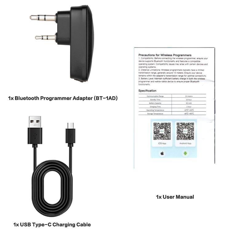 Vezeték nélküli Bluetooth Walkie Talkie Programozó Adapter Baofeng UV-5R UV-82 BF-888S UV-5RH Kétirányú Rádióhoz K-Csatlakozó App Frekvencia Wr fekete