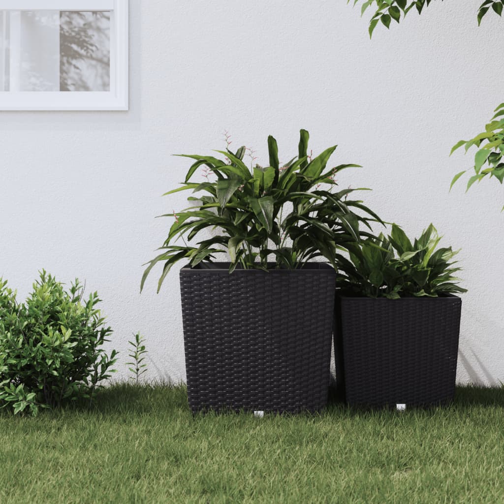 Vidaxl Donica Z Pojemnikiem Wewnętrznym, Antracyt, 37/64 L, Rattan Pp