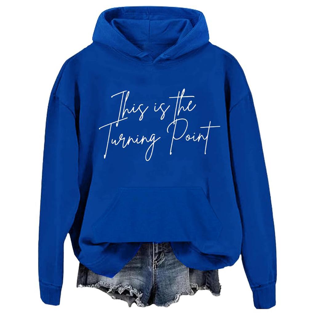 Ladies Fashion Casual Long Sleeve Printed Round Neck Hoodie Pullover Top