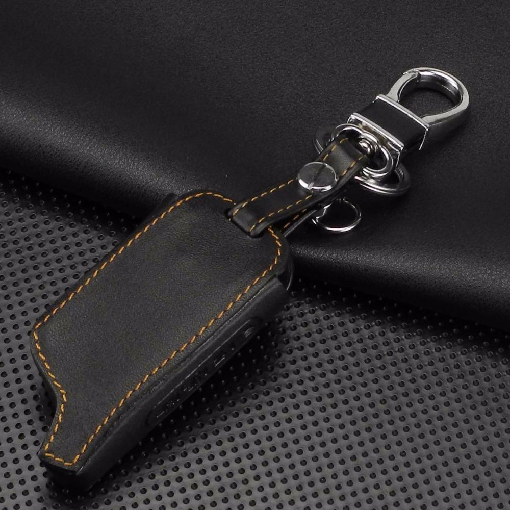 Jingyuqin 4 Buttons Leather Key Cover Case X5 For Russian Version Vehicle Security Two Way Car Alarm System TOMAHAWK X5 Keychain