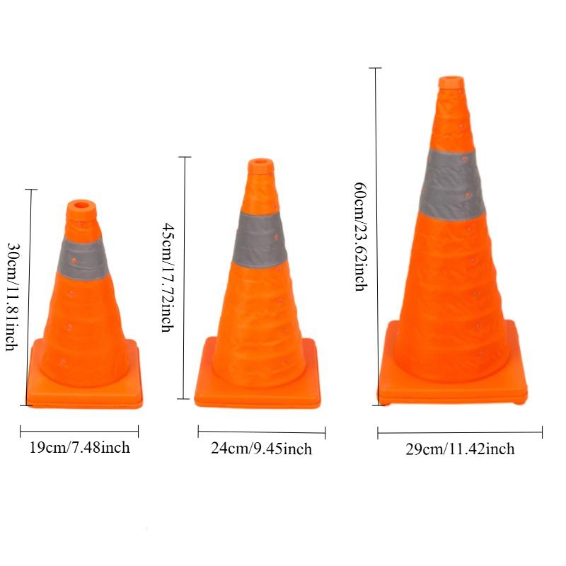 1pc Collapsible Traffic Safety Cones - Reflective Orange Parking Cones with Collar, for Parking Lot/Driveway/Driving Training