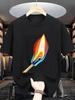 Summer Male Casual Grey T Shirt Abstract Burning Match Art Print Soft Cotton Short Sleeve Minimalist Fashion Loose Top