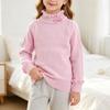 Girls' Color Long Sleeve Knit Sweater for Daily Wear and Layering