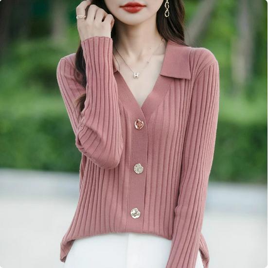 

Женский кардиган-свитер с вязаным лацканом на осень/зиму 2024 XXL