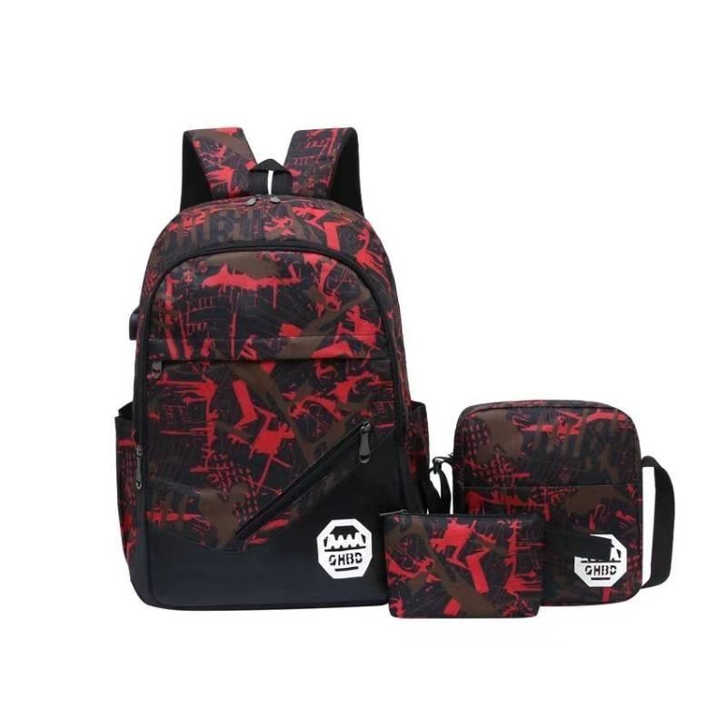 Stylish And Waterproof Canvas Backpack Set With Usb Charging For Men And Women