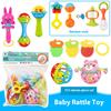 Infant and Toddler Chewable Teether Rattle Set 0-1 Year Old Baby Soft Rubber Hand Grip Ball Bag Rattle